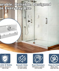 4 Pack M6053 Frameless Shower Door Roller Assemblies With Three Quarter Inch Plastic Wheels And Ball Bearings, Chrome Aluminum Bracket Replacement Kit visible in modern bathroom setting