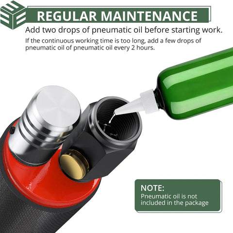 Upgraded Air Angle Grinder 90 Degree Right Angle Die Grinder At 20000 Rpm showing pneumatic oil application for maintenance.
