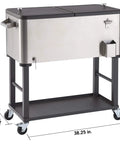 Stainless Steel Beverage Cooler And Ice Chest With Wheels And Built In Bottle Opener Rolling Cart With Detachable Tub 80 Quart Capacity