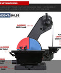 Dual Speed 1 Inch By 42 Inch Belt Disc Sander Combo with Large Work Table Direct Drive Brushless Motor front view
