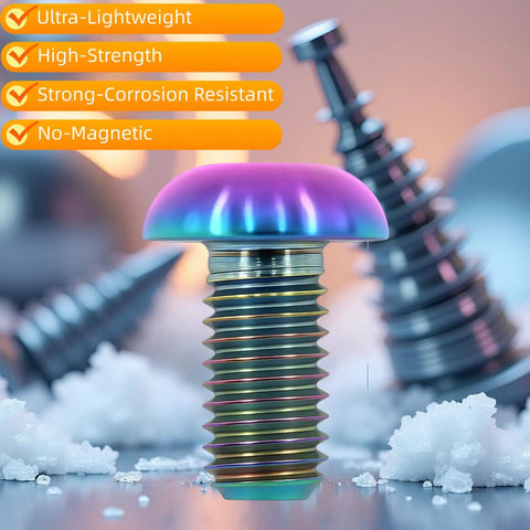 Dope Anodized M5x12 Titanium Bolts 10 Pack Ultra Lightweight Rustproof Motorcycle Bike Car Upgrade Hardware High Strength Fasteners For Custom Rides And Street Mods, close-up of a colorful titanium bolt.