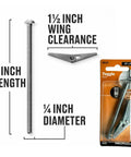 2 Pack Heavy Duty Drywall Anchors Screws Toggle Bolts Wing Nuts Set For Hollow Walls Hanging Lamps And Heavy Items One Quarter Inch By Three Inches Long Ninety Pounds Capacity, showing 1/4 inch diameter and 3 inch length with 90 lb capacity