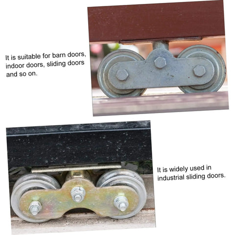 Heavy Duty Sliding Door Wheel Set With Steel Track Roller For Barn Doors And Wardrobes Smooth Glide Replacement Kit shown installed on sliding doors