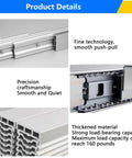 Pro Grade Full Extension Table Slide Featuring Hidden Retractable Guide Rail And Tough Aluminum Telescopic Tracks close-up view of smooth aluminum rail construction and thickness for load-bearing capacity.