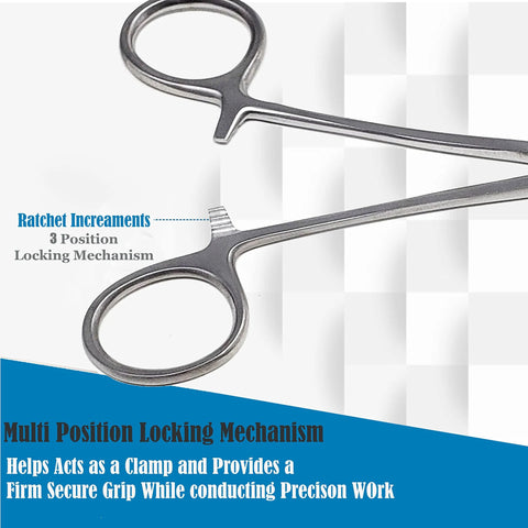 6.25-inch stainless steel straight hemostat forceps with locking mechanism