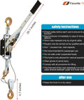 Heavy Duty Come Along Winch With 5 Ton Capacity And 10 ft Steel Cable Three Hooks Dual Gear System for recovery, fencing, construction projects