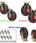 Heavy Duty Swivel Caster Replacement Wheel With Locking Brake And Thick Natural Rubber Tread Rolls Buttery Smooth On Rough Surface Rock Solid Industrial Cart Caster with varied types and mounting screws.