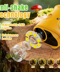 1000x Kid Friendly Handheld Digital Microscope For Kids With 2 Inch IPS Screen Rechargeable Pocket Scope on wood log, yellow body, 8 LEDs