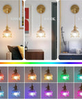GZZBMY Indoor RGB Wall Light with Remote Control Dimmable Wall Lamp USB Rechargeable Creative Glass Lampshade Wall Sconce Creative Flowers Design for Bedroom Living Room (Amber,2 Packs) with various color temperatures.