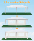 Three views of Outdoor Party Tent 10x20 Foot Canopy Gazebo With Removable Sidewalls Instant Event Tent for Catering Events
