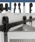 60 Inch Bi Folding Sliding Barn Door Hardware Kit For Four Doors With Heavy Duty Side Mounted Rollers For Smooth Sliding