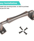10 Inch Heavy Duty Rustic Sliding Barn Door Pull Handle In Oil Rubbed Bronze Finish with screws, displayed on white background