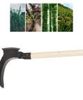 Heavy Duty High Manganese Steel Double Sickle Handheld Gardening Tool With Wooden Handle For Weeding Trimming Pruning And Harvesting