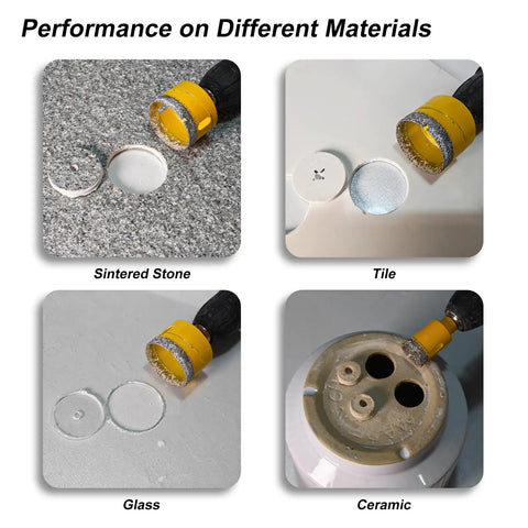 Diamond Hole Saw Kit 10 Pieces With Pilot Bits For Tile Ceramic Glass Pro Grade Set cutting materials.