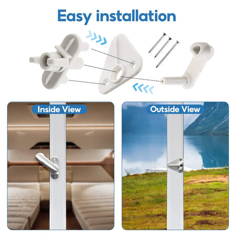 Pontoon Gate Latch Replacement Kit for Marine Boats, 4 Pack installation view, inside and outside latch, polypropylene material.