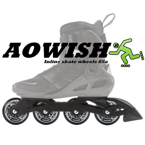AOWISH inline skate with wheels, 85A asphalt formula for hockey, featuring ABEC-9 bearings, displayed with branding.