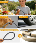 GUKOK 100 ft grey garden hose; non-expanding, ultra-light, flexible rubber hose for all-weather outdoor use