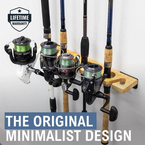 Stillwater Fishing Pole Holders For Garage Wall And Ceiling Storage Rack Holds 8 Rods Or Combos Up To 40 Lbs In Solid Wood