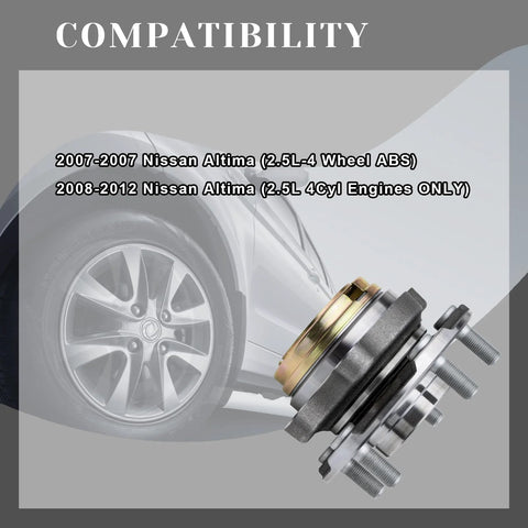 Front Left And Right Wheel Bearing Hub Assembly For Nissan Altima 2007 2012 2.5L Four Cylinder 5 Lug With ABS Encoder Pair Hubs Replaces 513294 Fits Both Sides Bolt Right Up
