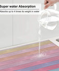 Wood Grain B Print Dish Drying Mat For Kitchen Counter Ultra Absorbent Microfiber Drying Pad Machine Washable, water pouring