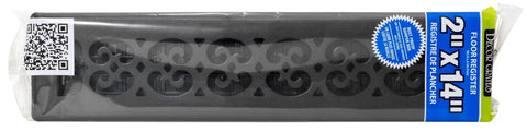 Scroll Design Floor Register 2x14 Textured Black Steel Vent Cover With Easy Drop In Install No Tools Required Durable Finish