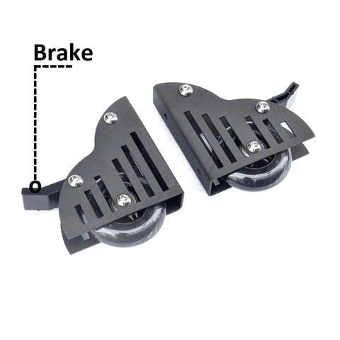 Sliding Library Ladder Floor Rollers With Brake 2 Pack Black Heavy Duty Steel Casters for Wood Ladders