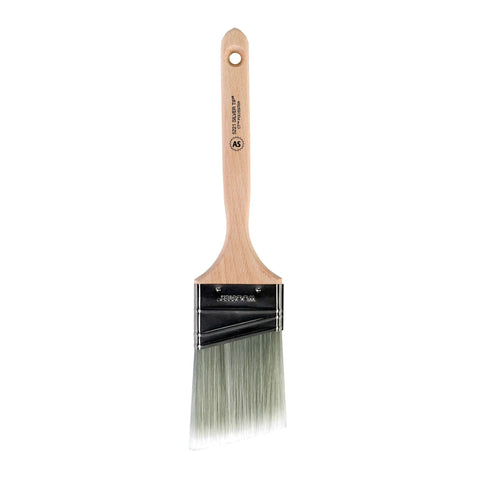 Silver Tip Angle Sash Paintbrush Two And A Half Inch With White And Silver Chisel Trim Bristle Feather Stroke Finish