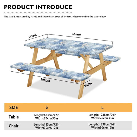Cute Dragonfly 3 Piece Picnic Table Cover Set With Waterproof Bench Covers For Rectangular Tables And Benches Size Chart