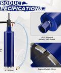 4 Inch Pro Core Drill Bit With SDS Plus Water Injection Adapter 14 Inch Depth Wet Core Bits For Concrete With Rebar Brick