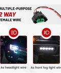 H8 H9 H11 880 881 Female Adapter Wire Connector 2 Pin Plug And Play For Headlight And Fog Light Wiring Harness Retrofit Pigtail Replacement OEM Compatible With Toyota GM Ford Honda Jeep Dodge LED Bulb Universal Fit 2-way female wire