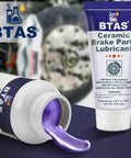 Close-up of Pro Grade High Temp Brake Caliper Grease for Disc Brakes, 2 Pack 1oz each, showing synthetic silicone ceramic lubricant.