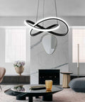 Living room with Cool Modern Irregular Ring LED Pendant Light Fixture For Dining Room Kitchen Hallway And Living Spaces Adjustable Contemporary Chandelier