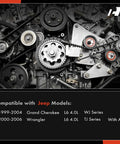 Jeep Serpentine Belt Drive Kit For 4.0L WJ Grand Cherokee And TJ Wrangler Replacement Belt Tensioner Pulley Included