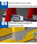 Close-up of Heavy Duty Expandable Traffic Barricade Gate With Snappy Pull Handles showing thickness measurement and metal fixings.