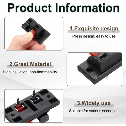 Two Way Spring Terminal Clip Push Release Connector Plate Jack Socket For Speaker Terminal Strip Block Test Clip WP21 3Pcs
