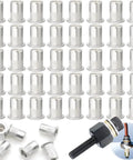 M6 Rivet Nuts Set 40 Pieces With Rivet Nut Tool Kit Aluminum Rustproof Rivnuts Easy To Install Comes With Storage Box And Rivnut Setting Tool For Quick Strong Permanent Fixes, displayed with rivet nuts and tool