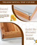 Close-up of telescoping hive covers showing metal and solid fir materials for 10 frame beehives insulation and protection.