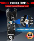 Gen2 Bolt Size Finder Tool Keychain For Bolts And Nuts Heads Five Thirty Second Inch To One Inch And Four To Twenty Five Millimeters Wrench And Socket Size Finder Nut And Bolt Measuring Tool Gift For DIYers Matte Black with patented slider for precise measurement visible