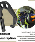 Two Pack Aluminum Tree Climber Hook Set for Shembiner XL Harnesses with open frame design shown attached to a climbing harness