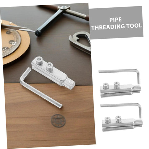 2pcs Broken Valve Screw Extractor Kit For Damaged Bolts And Stripped Screws Easy Pipe Thread Remover Tool Set To Hit The Spot And Fix Messy Pipes Fast, silver aluminum pipe threading tool with hex key