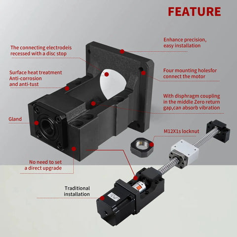 Sturdy Nema 34 Stepper Motor Mounting Bracket BK15 Ballscrew Fixed End Built For Ultra Precise Alignment Easy Install And Rock Solid Coaxial Mounting For Smooth High Torque Systems, black metal fixed end bracket with ball screw and motor