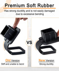Comparison of old and new versions of a 2 Inch Hitch Cover With Flag Design, highlighting improved flexibility and strength.