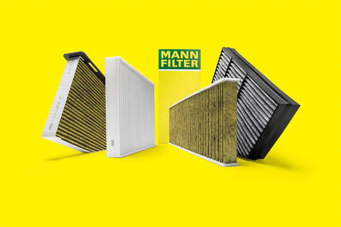 Mercedes-Benz Cabin Air Filter With Activated Carbon Replacement For E350 C300 C250 And More against yellow background