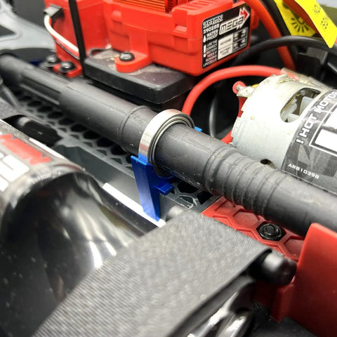 Premium Rad Alloy Center Driveshaft And High Speed Support Set Fits 1/8 1/10 Arrma Kraton Granite Senton RC Rig installed in vehicle.