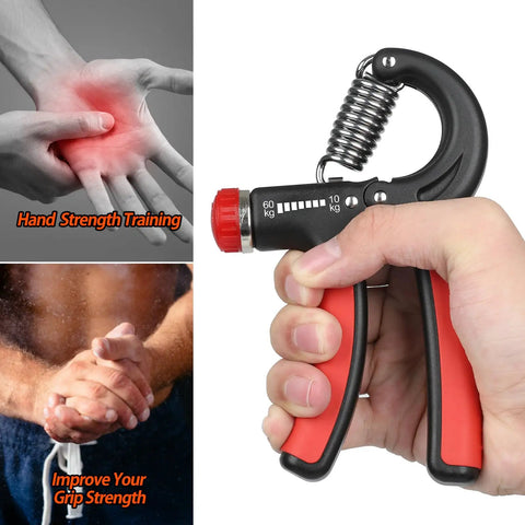Adjustable Grip Strength Trainer With Easy Resistance Dial Hand Grip Strengthener for forearms, wrists, and fingers.