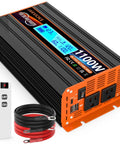 1100 Watt Pure Sine Wave Inverter For RV And Off Grid Power Converts 12V DC To 110 And 120 VAC With 2 AC Outlets