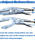 10 Inch Radiator Hose Clamp Pliers Set 4 Pack, heavy duty self locking pinch off tool with rotating jaw for automobile use.