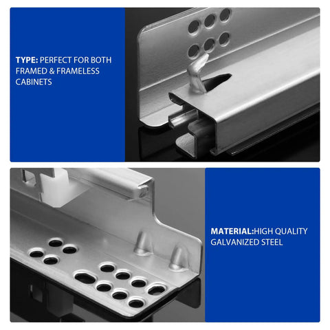Heavy Duty Undermount Drawer Slides 21 Inch Soft Close Cabinet Runners with high quality galvanized steel material.