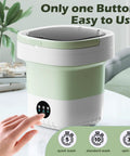 Super Smooth Foldable Mini Washing Machine With Quick Spin Basket And Totally Effortless Three Mode Laundry Routine For Tiny Apartments College Dorms Hotel Stays And Ultimate Weekend Camping Vibes, featuring touch controls.