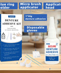 Instant Bonding Denture Glue For At Home Fixes, Ultra Strong Adhesive That Secures Loose Or Broken Teeth, 1 oz Kit with tools